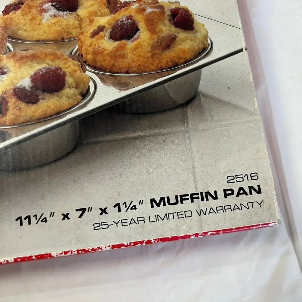 Revere Ware Stainless Steel 6 Cup Muffin Cupcake Pan Vintage Heavyweight NEW